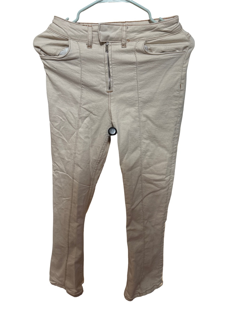 Zara Beige Women’s Stretch Riding-Style Chinos